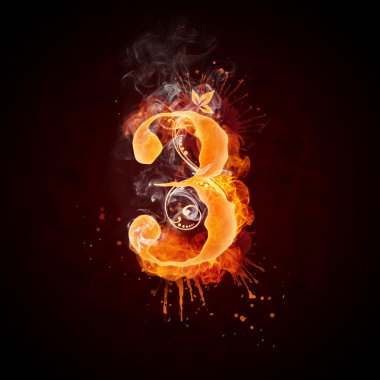 Fire Swirl Letter 3 clipart