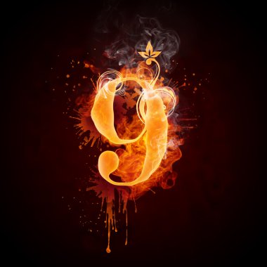 Fire Swirl Number 9 clipart