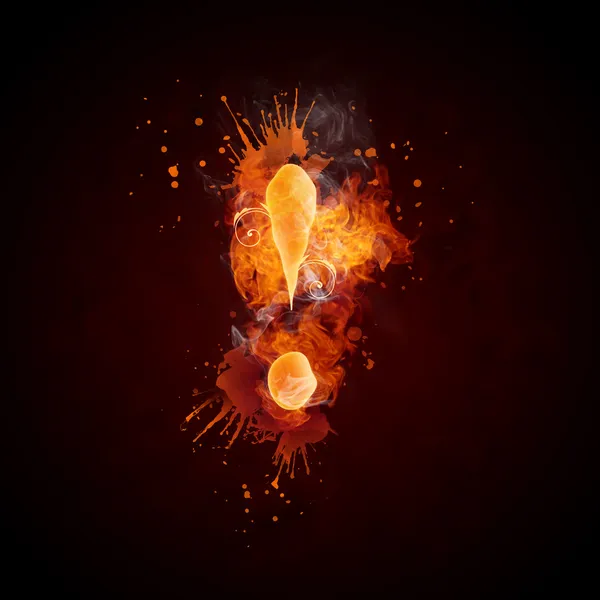 火の渦巻感嘆符 — ストック写真