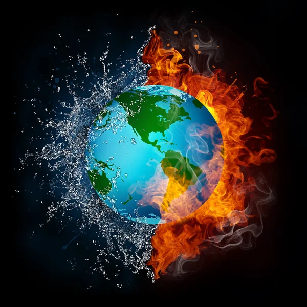 Globe in Flame and Water — Stockfoto