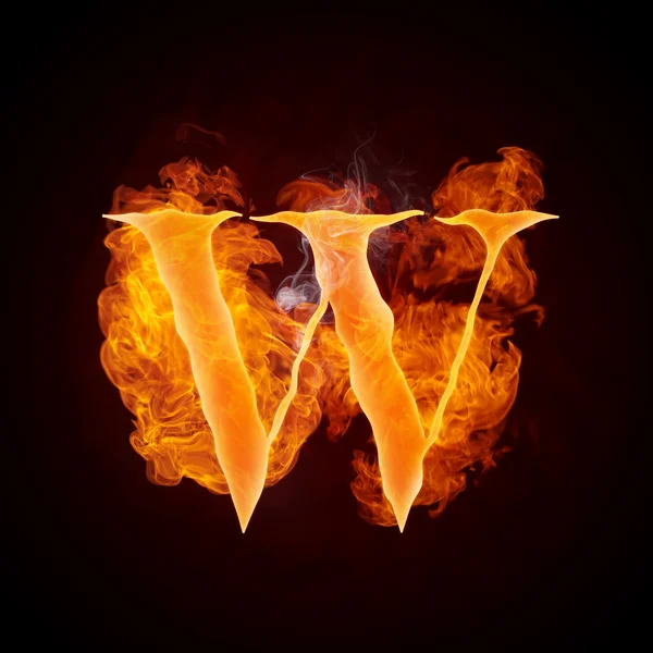 Tűz örvény betű w — Stock Fotó