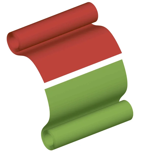 Rouleau rouge et vert abstrait d'un papier, sur fond blanc — Image vectorielle