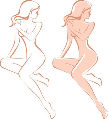 Beautiful nude woman clipart