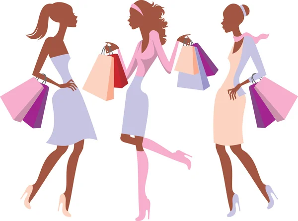 쇼핑 소녀bevásárló lány — Stock Vector