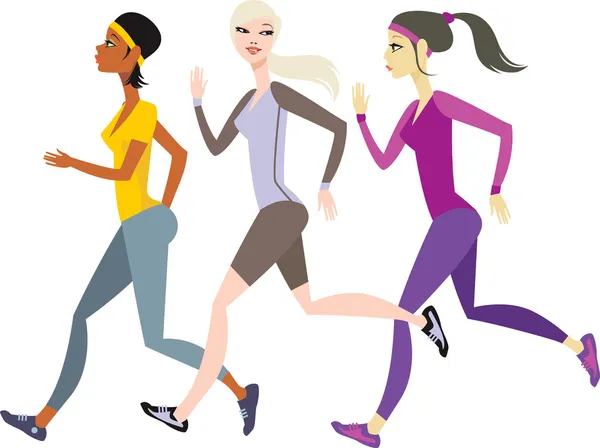 Meninas jogging — Vetor de Stock