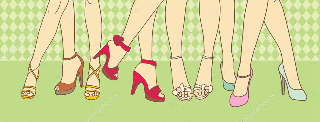 Piernas Y Pies De Las Mujeres Ilustración Vectorial — Vector De Stock © Zubada 5400006 