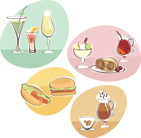 Essen und Trinken Set — Stockvektor