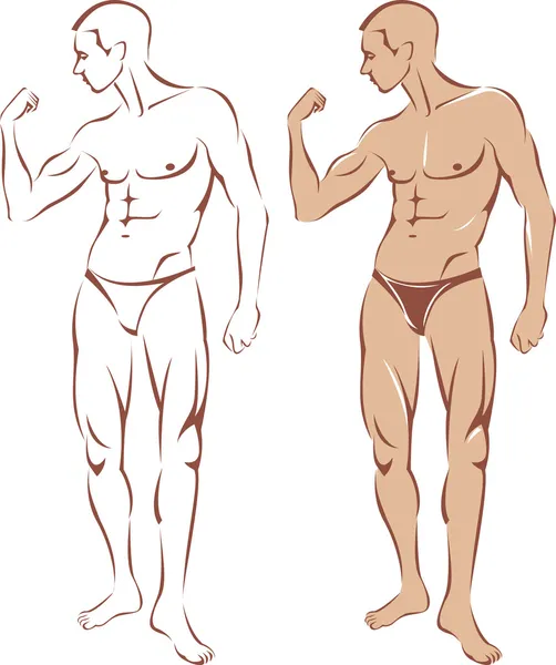 裸体男子轮廓剪影 — 图库矢量图片