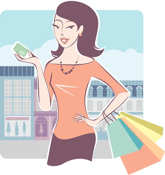 Shopping avec carte de crédit — Image vectorielle