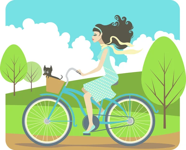 Mädchen beim Radfahren — Stockvektor