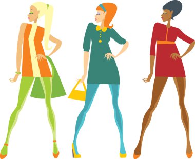 Sixties girls clipart