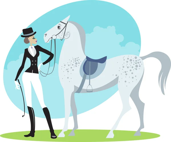 Beautiful horsewoman — Stock Vector