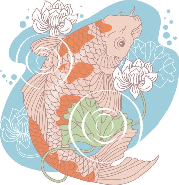 Koi carp in pond clipart