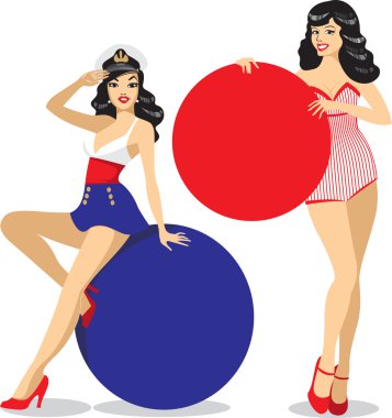 Pin-up girls clipart