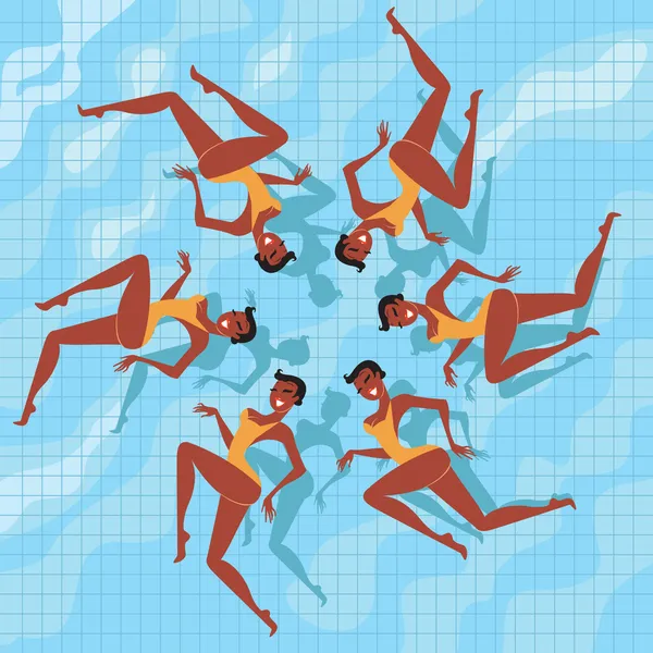Nuotatori sincronizzati — Vettoriale Stock