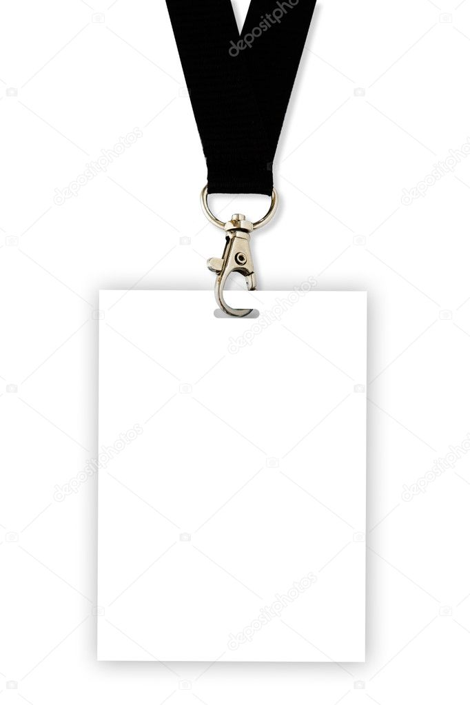 Blank badge with black neckband on white