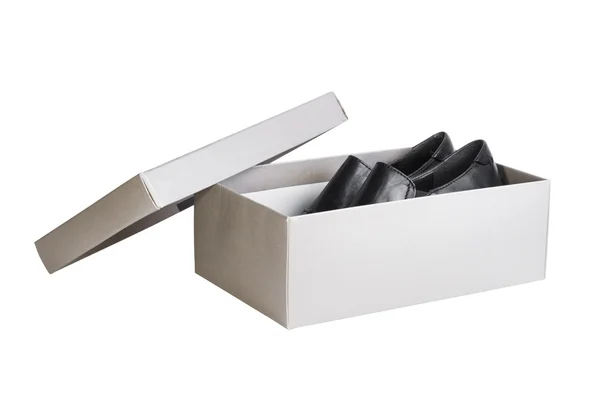 Pair shoes in shoebox, isolated — Stock Photo, Image