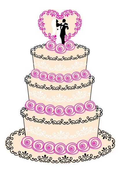 Весільний торт, вектор — стоковий вектор