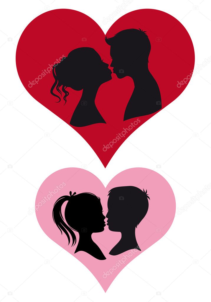 Couples kissing, vector