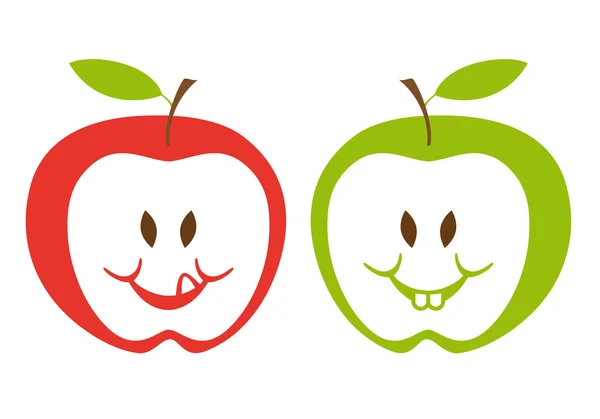 Kırmızı ve yeşil elma, vektör — Stok Vektör