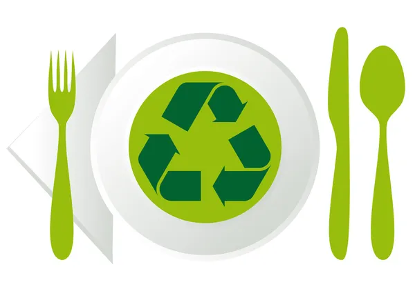 Plate with recycling symbol — Stock Vector