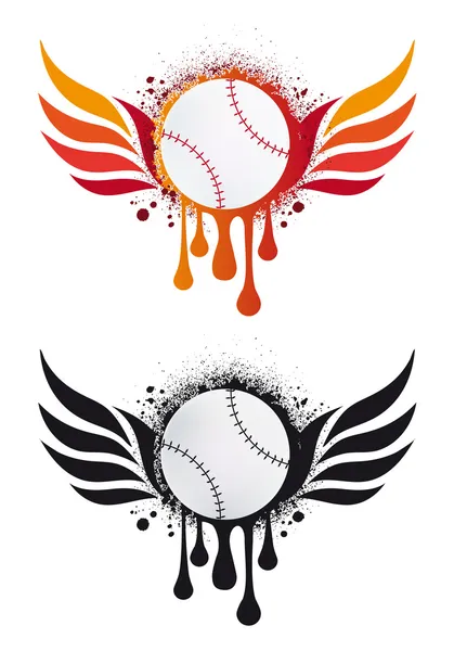 Бейсбол с огненными крыльями, вектор — стоковый вектор