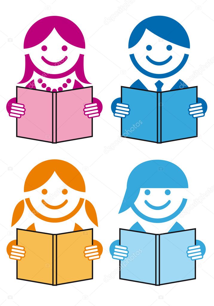 with books, vector