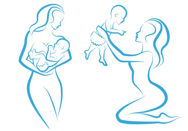 Madre con bebé, vector — Archivo Imágenes Vectoriales