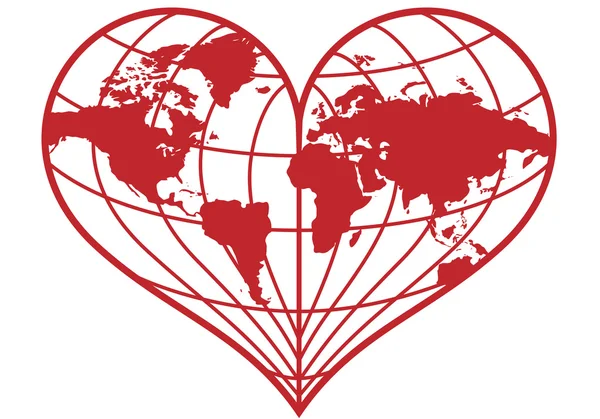 Srdce země globe, vektor — Stockový vektor