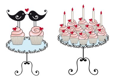 Birthday cupcakes, vector clipart