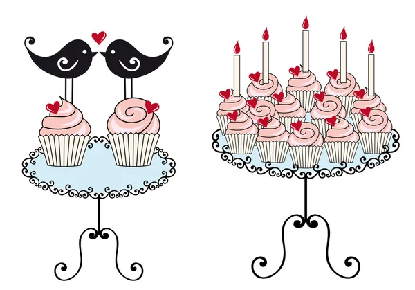 Cupcakes de cumpleaños, vector — Vector de stock