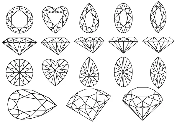 Conjunto de diamantes vetoriais —  Vetores de Stock