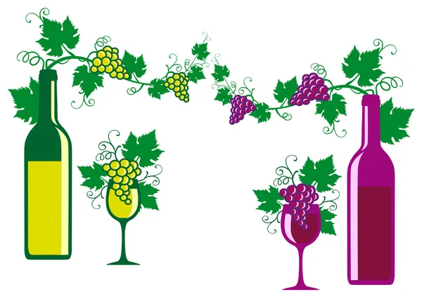 Vin rouge et blanc, vecteur — Image vectorielle