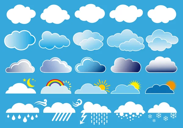 Wolken en weer symbolen, vector — Stockvector