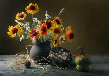 Still life with flowers clipart