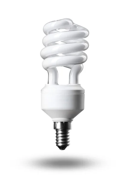 Lâmpada fluorescente de poupança de energia isolada em branco — Fotografia de Stock