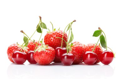 Strawberry and cherry isolated on white clipart