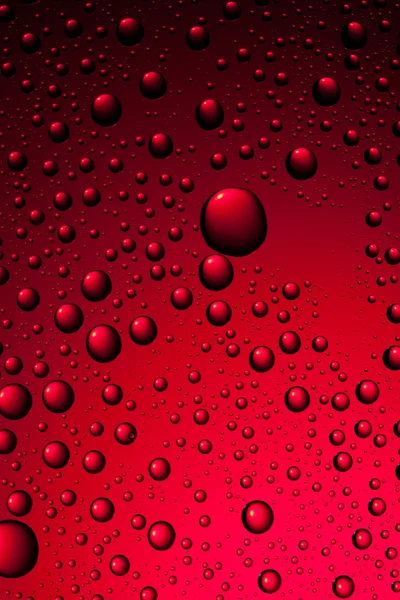 Vatten droppar på röd — Stockfoto