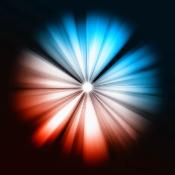 Μπλε και κόκκινο ακτίνες του φωτός: λαμπρό αστέρι — Φωτογραφία Αρχείου