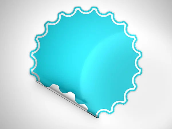 Blue round bent label or sticker over grey — Stock Photo, Image