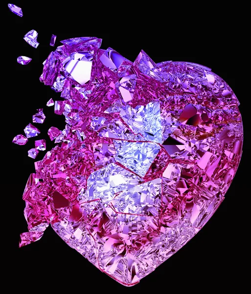 Broken crystal Heart: unrequited love or death — Stock Photo, Image