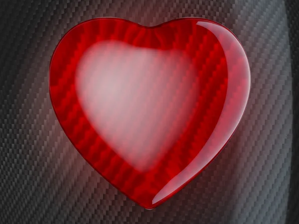 Červené srdce tvar na uhlíkové vlákno — Stock fotografie