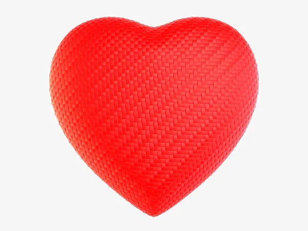 Tvar srdce červené tkané vlákno izolované — Stock fotografie