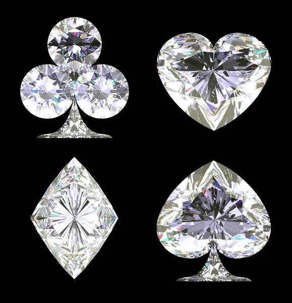 キラキラ輝くダイヤモンドの形のカードのスーツ — ストック写真