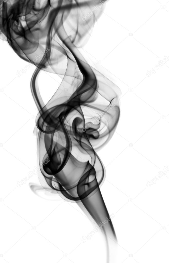 Abstract black smoke pattern on white