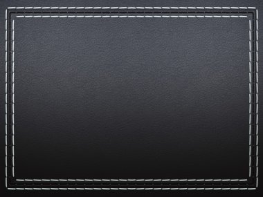 Stitched frame on black leather background clipart