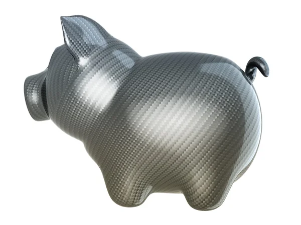 Koolstofvezel piggy bank geïsoleerd — Stockfoto
