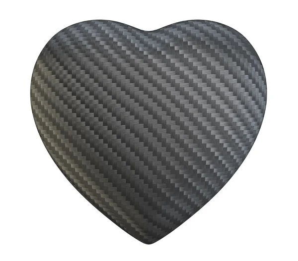 Węgiel włókno serca kształt na białym tle — Zdjęcie stockowe