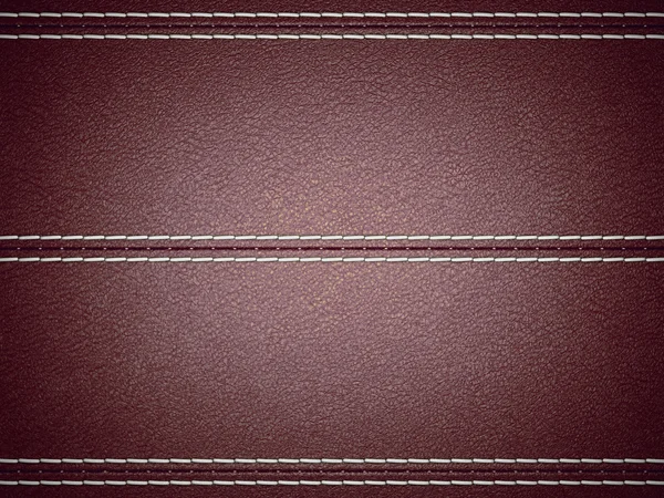 Maroon horizontal costurado fundo de couro — Fotografia de Stock