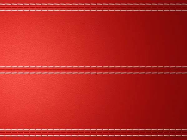 stock image Red horizontal stitched leather background
